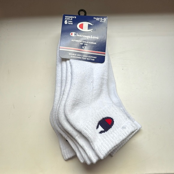 Champion Accessories - New Champion Socks Women’s Package 6 Pairs White Ankle Socks Athletic Casual